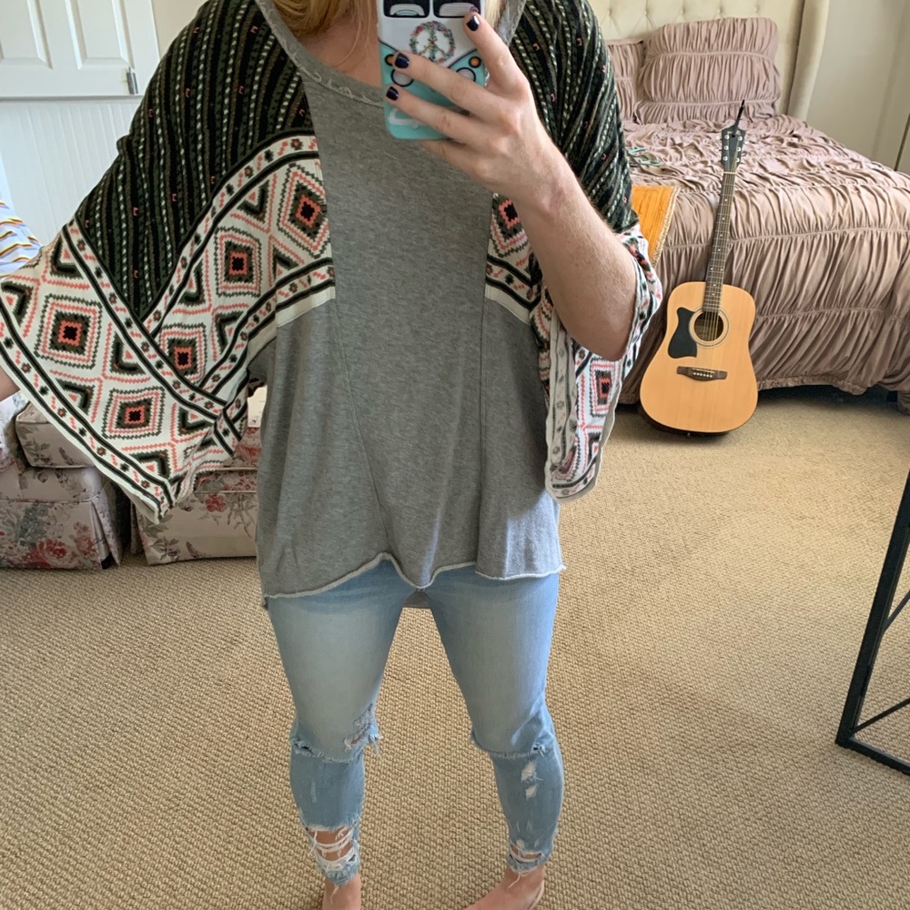Free People Wide Sleeve Boho Top